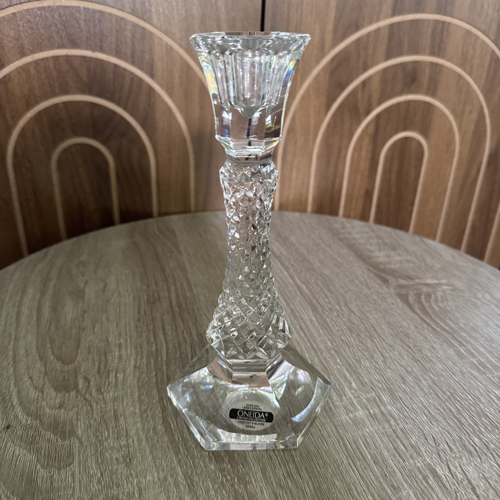 Beautiful Oneida 24% Lead Crystal Candle Holder